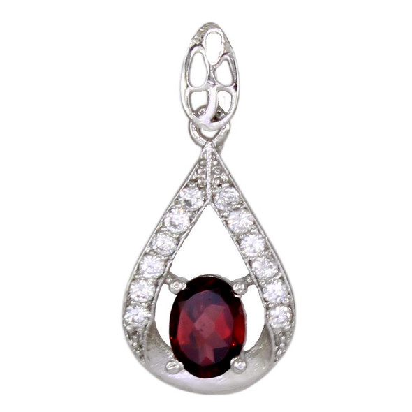 Gemstone Drop pendant with CZ 8 X 6