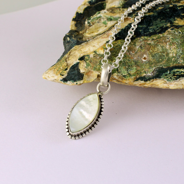 Mother of pearl handmade sterling silver pendant
