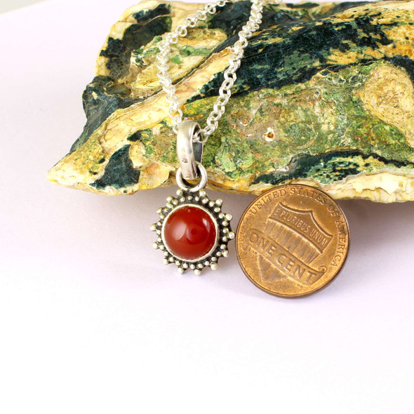 Red Carnelian handmade sterling silver pendant