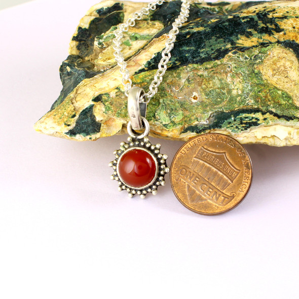 Red Carnelian handmade sterling silver pendant