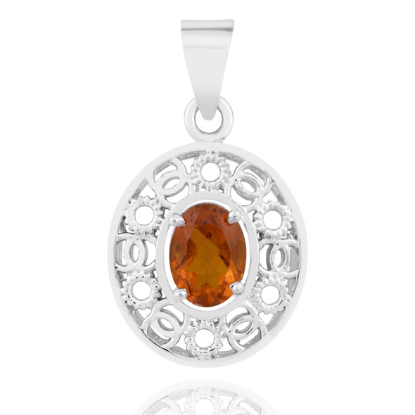 Sterling Silver & Brandy Citrine Oval Filigree Pendant Sterling Silver & Brandy Citrine Oval Filigree Pendant