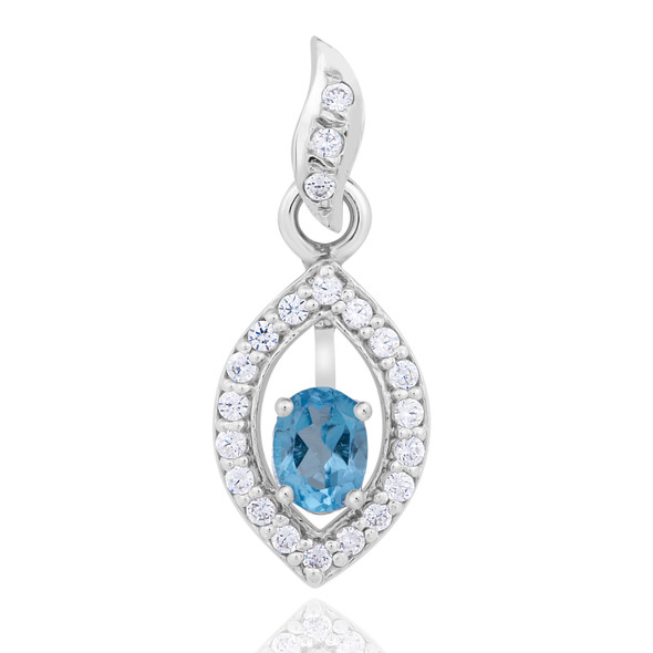 Swill Blue Topaz Oval Shimmering Pendant