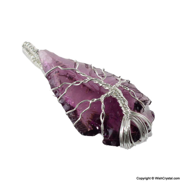 Halo Amethyst Arrowhead wire wrap pendant - Tree of life design