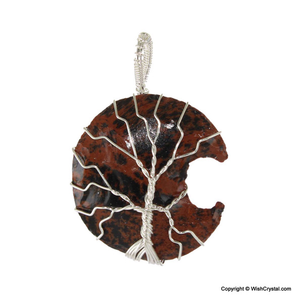 Mahogany Jasper moon wire wrap pendant - Tree of life design Mahogany Jasper moon wire wrap pendant - Tree of life design