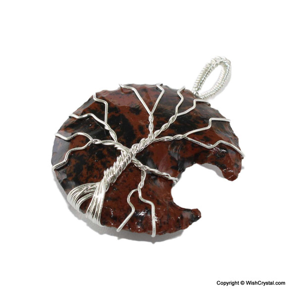 Mahogany Jasper moon wire wrap pendant - Tree of life design Mahogany Jasper moon wire wrap pendant - Tree of life design