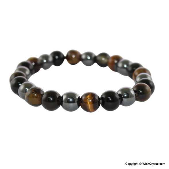 Hematite, Tiger Eye & Obsidian Beads Bracelets - 8 mm Hematite, Tiger Eye & Obsidian Beads Bracelets - 8 mm