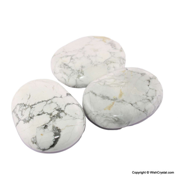 Howlite Oval shape worry stone - 2 inch