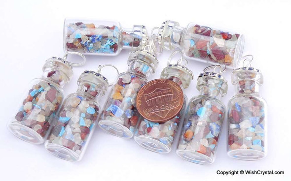 Chakra Stones Filled Bottle Pendant
