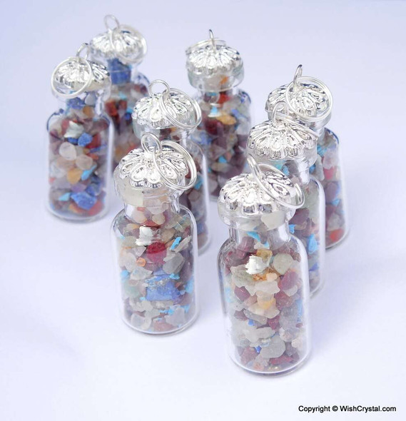 Chakra Stones Filled Bottle Pendant