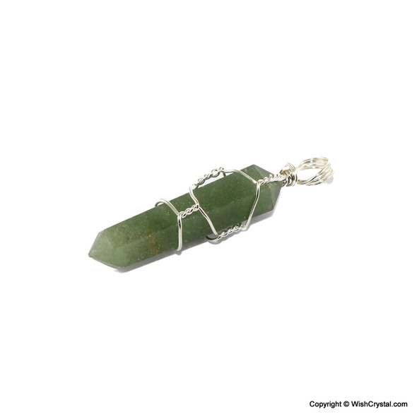 Jade Quartz DT wire wrap pendant