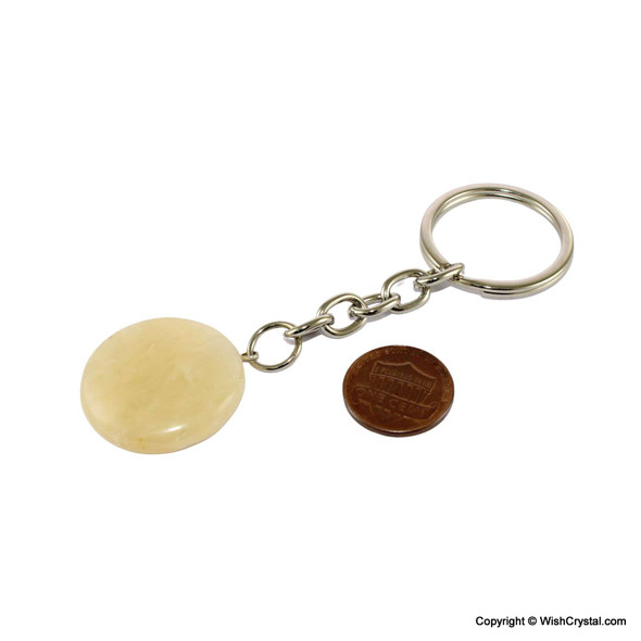 Yellow Aventurine Disc Key chain - 1-inch Yellow Aventurine Disc Key chain - 1-inch