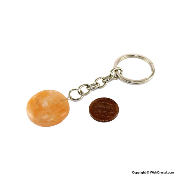 Orange Aventurine Disc Key chain - 1-inch Orange Aventurine Disc Key chain - 1-inch