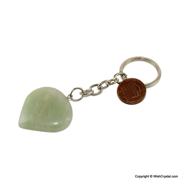 Jade Quartz Heart Key Chain - 1-inch Jade Quartz Heart Key Chain - 1-inch