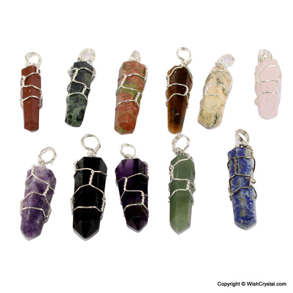 Bag of 10 Natural Crystal DT wire wrap pendants Bag of 10 Natural Crystal DT wire wrap pendants
