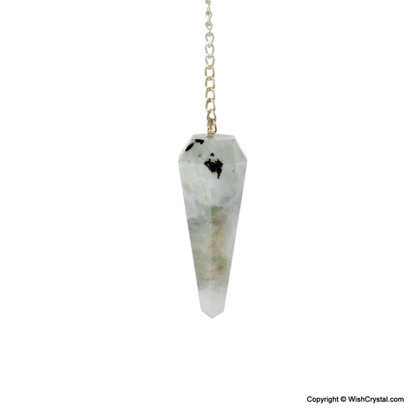 White Rainbow Moonstone Diamond shape pendulum
