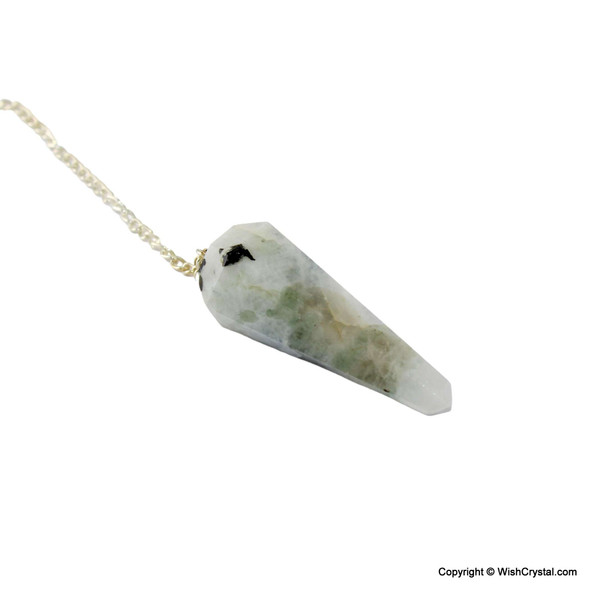 White Rainbow Moonstone Diamond shape pendulum
