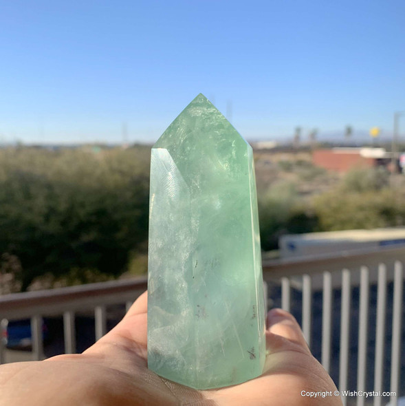 Natural Green Fluorite Crystal Aura Points - 2 1/2 to 3 inch