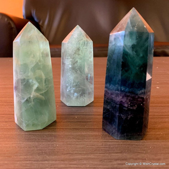 Natural Green Fluorite Crystal Aura Points - 2 1/2 to 3 inch