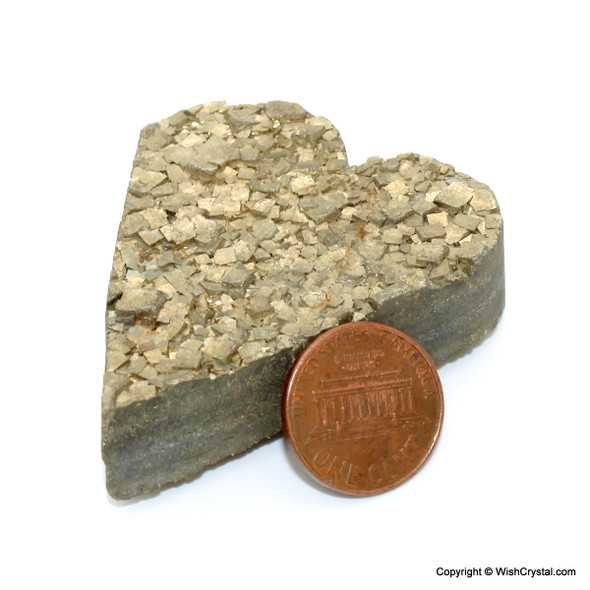 Pyrite Druzy Heart Worry Stone - 2 inch