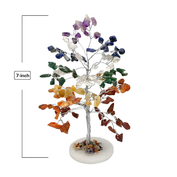 Chakra stone gemtree on white quartz - 7 inch