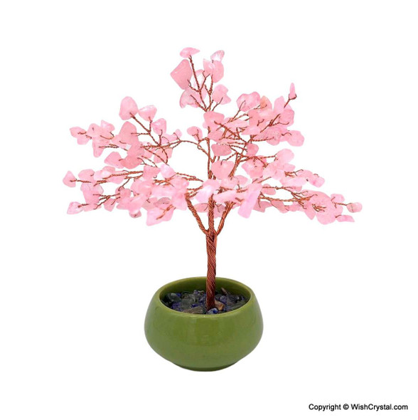 Rose Quartz Gem Tree in Copper wire with ceramic base - 6 inch Rose Quartz Gem Tree in Copper wire with ceramic base - 6 inch