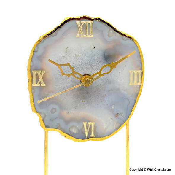 Natural Agate slab desk clock - 4 inch in diameter