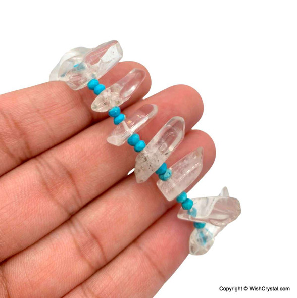 Himalayan Crystal points and halo turquoise beads bracelets Himalayan Crystal points and halo turquoise beads bracelets