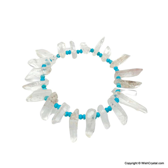 Himalayan Crystal points and halo turquoise beads bracelets Himalayan Crystal points and halo turquoise beads bracelets