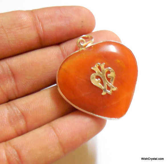 Red Quartz Heart Pendant - Tibetan Craft