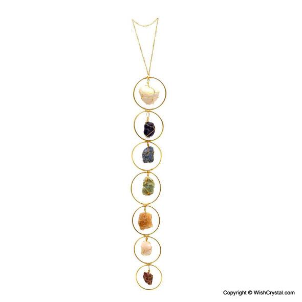 Raw Crystal 7 chakra walll hanger - 17 inch