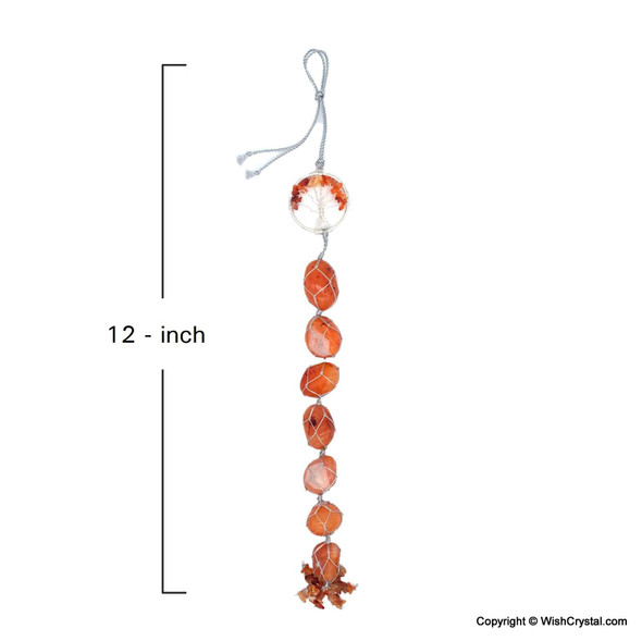 Carnelian Chakra Wall hanger with Silver Tree of life- 12 inch Carnelian Chakra Wall hanger with Silver Tree of life- 12 inch