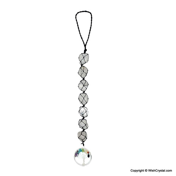 Crystal Quartz Chakra Wall hanger with tree of life - 12 inch Crystal Quartz Chakra Wall hanger with tree of life - 12 inch