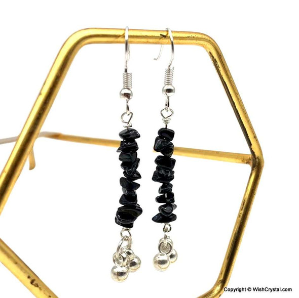 Black Agate chips earrings 2-inch