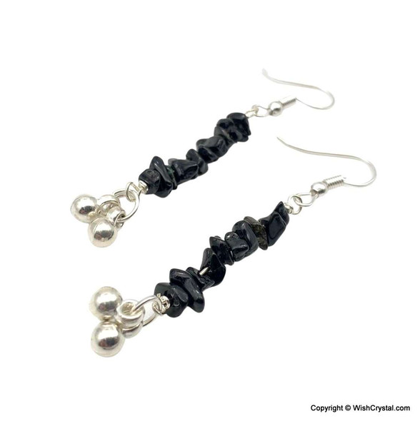 Black Agate chips earrings 2-inch