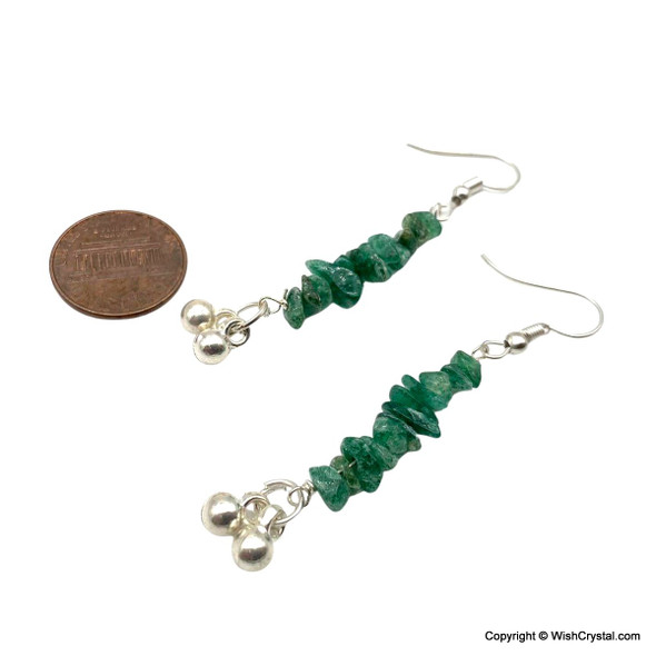Green Aventurine chips earrings 2-inch