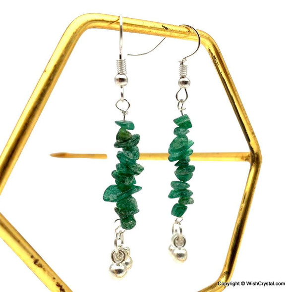 Green Aventurine chips earrings 2-inch