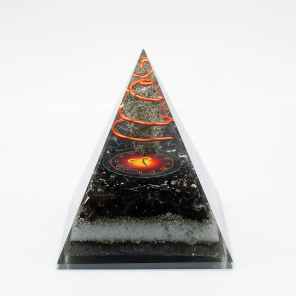 Black Tourmaline & Pyrite Cosmic Orgonite Pyramid & Disc - 3 inch