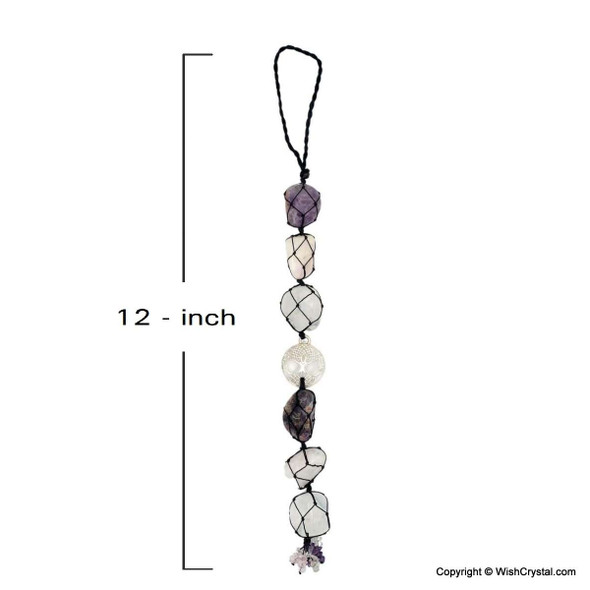 Amethyst, Rose & Crystal Quartz Wall Hanger / Amulet - 12 inch Amethyst, Rose & Crystal Quartz Wall Hanger / Amulet - 12 inch