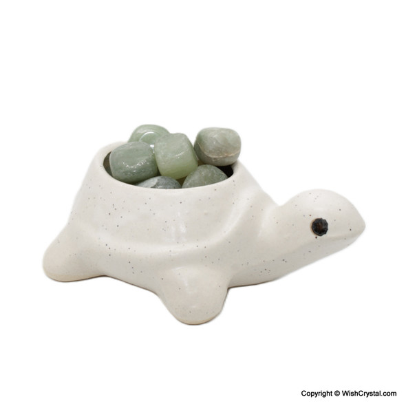 Turtle Figurine Ceramic Crystal Container Home Décor