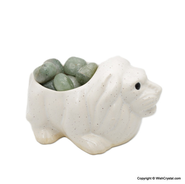 Lion Figurine Ceramic Crystal Container Home Décor 