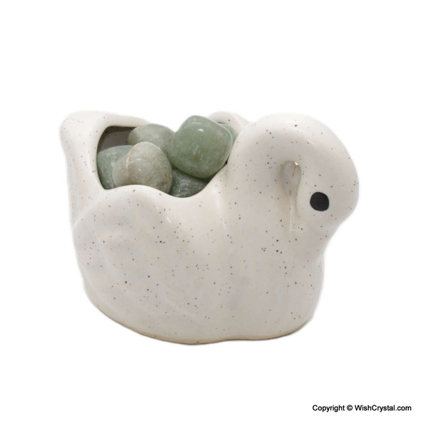 Swan Figurine Ceramic Crystal Container Home Décor