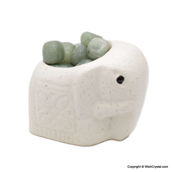 Elephant Figurine Ceramic Crystal Container Home Décor