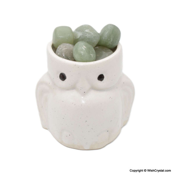 Owl Figurine Ceramic Crystal Container Home Décor