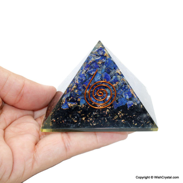Lapis Lazuli and Black Tourmaline Orgonite Pyramid