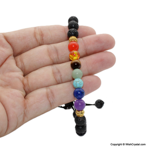 Chakra Stones & Lava beads adjustable Bracelet