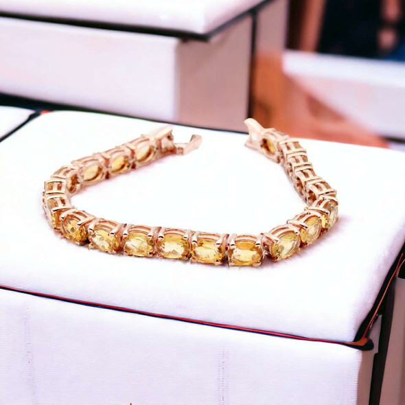Citrine Tennis Bracelet - 14K Rose Gold over Sterling Silver Citrine Tennis Bracelet - 14K Rose Gold over Sterling Silver