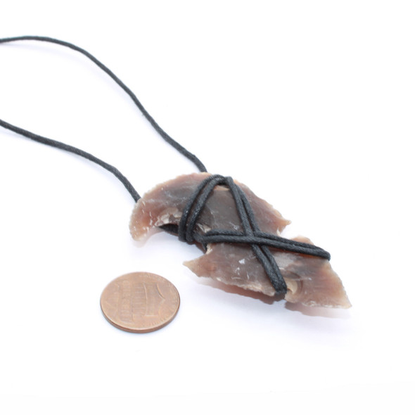Agate Arrowhead Red Indian Pendant necklace - Small Blade Design