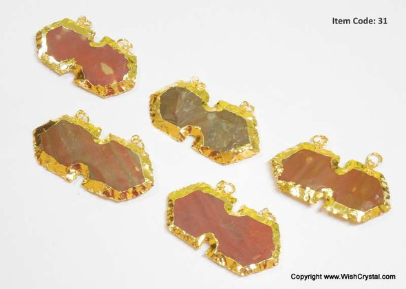 Gold Plated Agate Bow-tie Double Bail Pendant