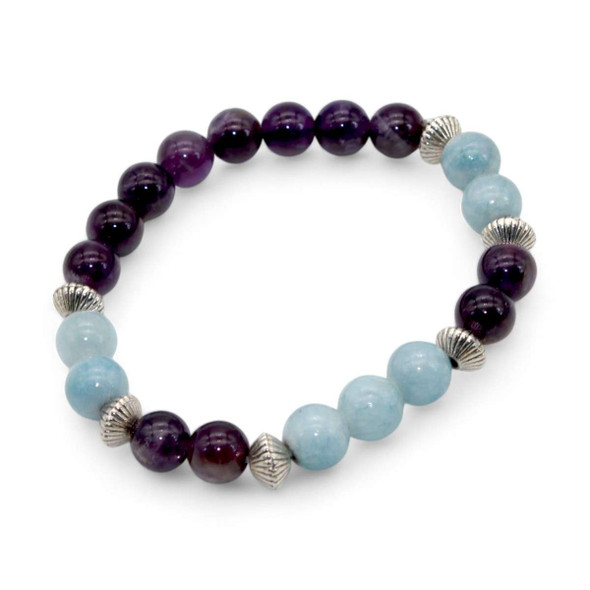 Angelite & Amethyst Beads Bracelet