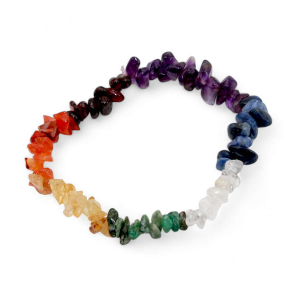 Chakra Stones Crystal Chips Bracelet